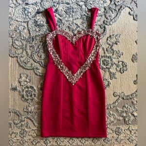 ASOS DESIGN heart embellished mini dress in pink